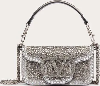 Valentino Garavani Small Valentino Garavani Loc&ograve; Shoulder Bag With Rhinestones Wo
