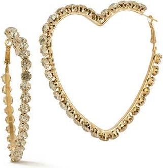 Sphera Milano Crystal Heart Hoop Earrings in Gold at Nordstrom Rack