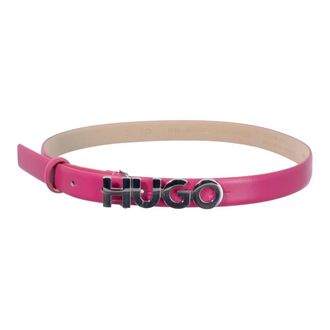 HUGO BOSS Leren Logo Zula Riem in Fuchsia - Dames - Riemen - Roze - 70 CM - Leer - Accessoires