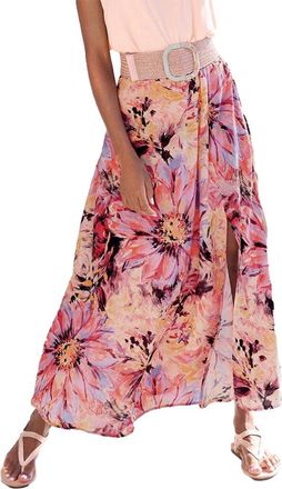 Lascana Womens Flowy Floral Maxi Skirt in Pink-Printed at Nordstrom, Size 10