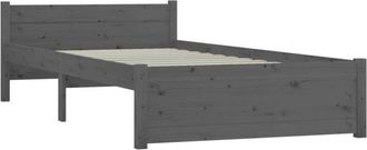 vidaXL Vidaxl - Bed Frame without Mattress Grey Solid Wood 75x190 cm Small Single Small Single