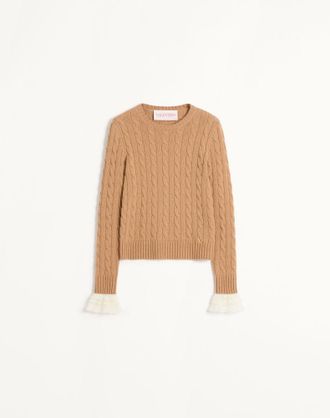 Valentino Maglia In Cashmere Donna CAMMELLO/AVORIO XL