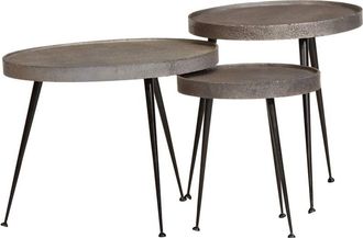 vidaXL Vidaxl - Mesa De Centro 3 Uds Madera Contrachapada Plateada