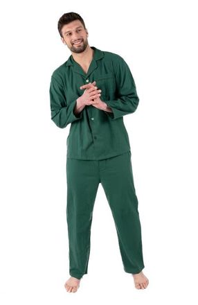 Leveret Mens Cotton Flannel Printed Holiday Pajama Set in Green at Nordstrom, Size Xxx-Large