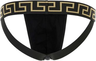 Versace Mens Jock Brief Black Outer Elastane Underwear