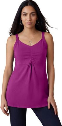 Jessica London Stretch Cotton Shirred Tank in Berry Pink at Nordstrom, Size 16