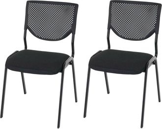 Hhg Hhg - Lote De 2 Sillas De Visita T401, Silla De Conferencia Apilable, Tela/textil, Asiento Negro, Pies Negros