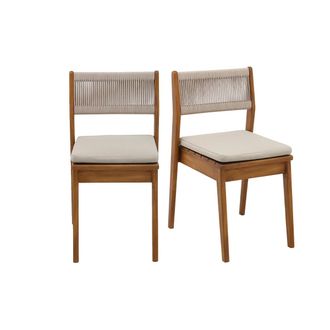 Miliboo Sillas De Jard&iacute;n De Madera Maciza Y Cuerda Trenzada (juego De 2) Zephyr