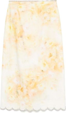 Zimmermann Midi Skirts, female, Yellow, Size: S Rear Zip Skirt