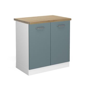 Vicco Armario Bajo Para Fregadero R-line, Gris Azulado, 80 Cm, Et Roble