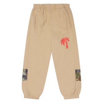 Palm Angels Camo Joggers with Palm Tree Print - male - Palm Angels - Sweatpants - Beige - 10 Y - Kids