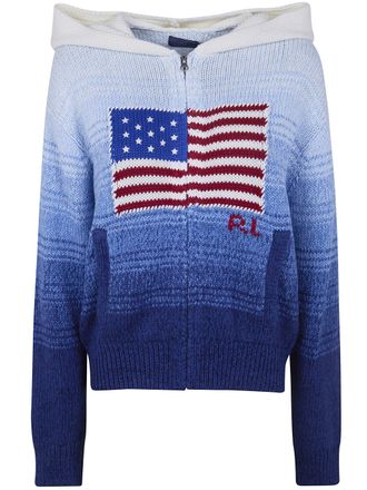 Ralph Lauren Flag Hooded Fullzip Cardigan Sweater