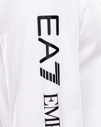 Emporio Armani Mens Zip Hoodie Logo Series White-Black Cotton Sweatshirts White/black Sweater