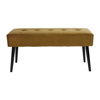 Miliboo Miliboo - Banco De Dise&ntilde;o Capiton&eacute; De Terciopelo Color Bronce Y Metal Negro 95 Cm Guesta