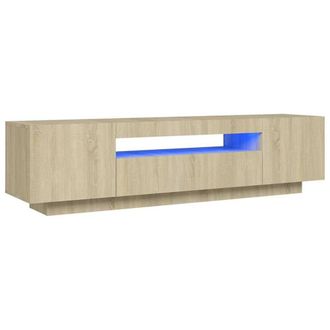 Berkfield Home TV Cabinet with LED Lights Sonoma Oak 160x35x40 cm in Light Brown | Size: 160 x 35 x 40 cm