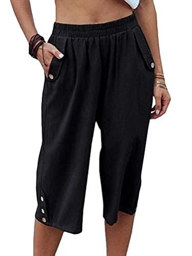 Pantalon Yoga Femme Taille Haute Fente Palazzo – Fluide Léger Été Décontracté