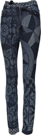 Dolce & Gabbana Womens Blue Graphic Print Cotton Skinny Denim Jeans Elastane Clothing