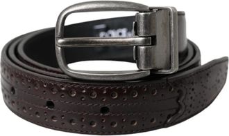Dolce & Gabbana Geperforeerde Leren Riem Metalen Gesp - Heren - Riemen - Bruin - ONE Size - Leer - Accessoires