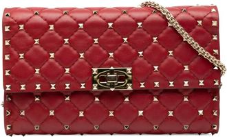 Valentino Garavani 2000-2017 Leather Rockstud Spike Wallet on Chain crossbody bag - Rood