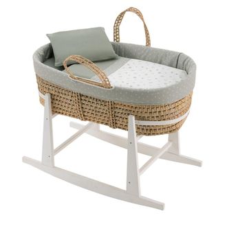 Cambrass Mois&eacute;s palma acolchado + patas madera blancas 39x80x61 cm verde