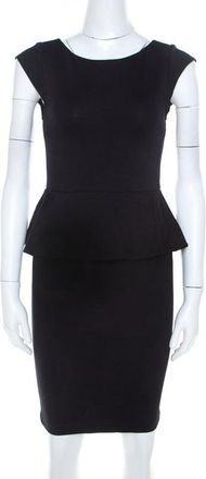 Alice & Olivia Alice + Olivia Black Stretch Knit Victoria Peplum Dress