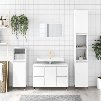vidaXL Mueble De Ba&ntilde;o Madera De Ingenier&iacute;a Blanco 80x33x60 Cm Vidaxl