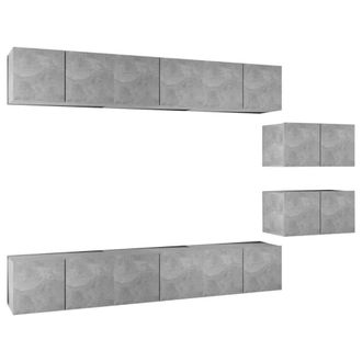 Berkfield Home TV Cabinets 8 pcs Concrete Grey Engineered Wood
