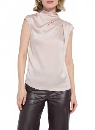 Lyss&eacute; Aisha High Neck Draped Blouse In Rose Petal