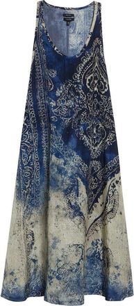 R13 Trompe lOeil Bleached Paisley Tank Dress in Blue Distressed Medallion at Nordstrom, Size X-Small