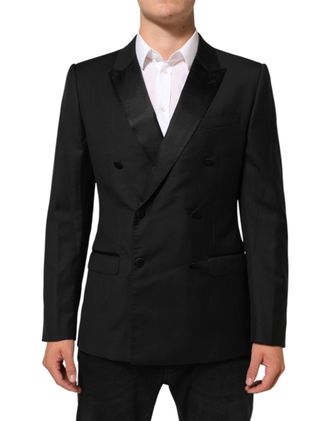 Dolce & Gabbana Mens Black Martini Double-Breasted Suit Blazer Pl+se+wv