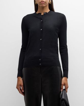 Neiman Marcus Cashmere Crewneck Cardigan
