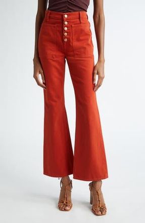 Ulla Johnson The Lou Button Fly Flare Jeans in Red Ochre Wash at Nordstrom Rack, Size 24