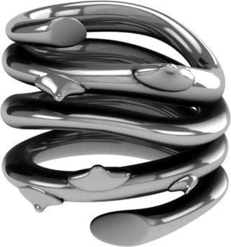 John Richmond Meervoudige Spiraalring met Zilveren Stekels - Dames - Ringen - Grijs - ONE Size - Accessoires