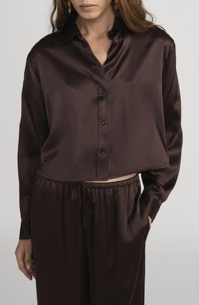 Frame Denim Charles Silk Button-Up Shirt in Americano at Nordstrom, Size X-Large