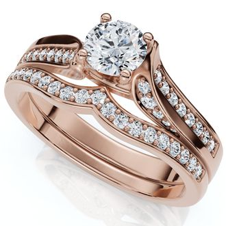 Pompeii3 1Ct Engagement Wedding Ring Set 14k Gold or Platinum Lab Grown