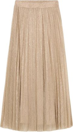 Oltre Lange Lurex Plooirok - Dames - Midirokken - Geel - XL - Polyester - Rokken