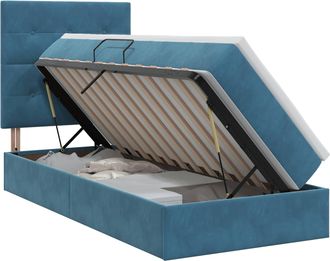 vidaXL Cama Con Almacenamiento Y Colch&oacute;n Azul Oscuro 100 X 200 Cm Vidaxl