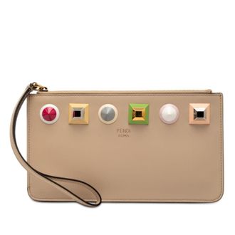 Fendi Pre-owned Fendi Studded Leather Slim Wristlet Clutch Ladies CUL5JEDYN17L79AE