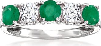 Ross-Simons Emerald and. Lab-Grown Diamond Ring in 14kt White Gold