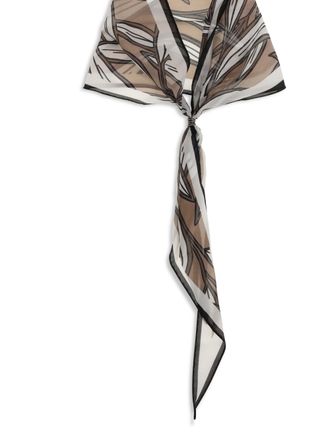 Brunello Cucinelli Silk Tropical Print Bandeau - Tobacco