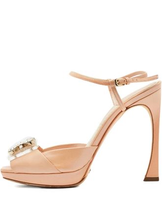 Dior Leren sandalen verfraaid met kristallen - Roze