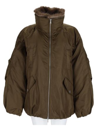 Stand Studio Green Voluminous Padded High-Collar Jacket