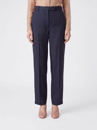 Dries Van Noten Pantaloni straight a vita alta in cupro con chiusura laterale