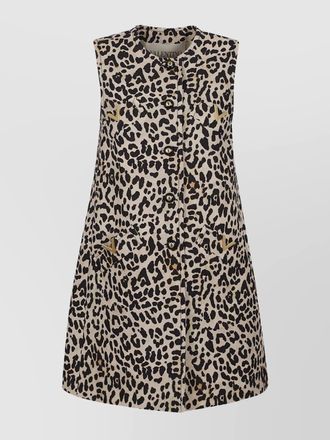Valentino Garavani animal print sleeveless jacket front pockets