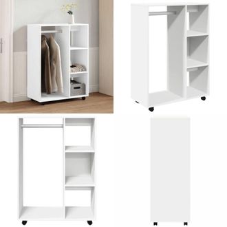 vidaXL Armadio Bianco 80x40x110 cm in Legno Multistrato - Armadio con ruote - Armadio per camera da letto