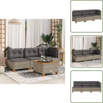 vidaXL Seduta angolare - vidaXL Divano da Giardino con Cuscini 3 Posti Grigio in Polyrattan - Seduta centrale