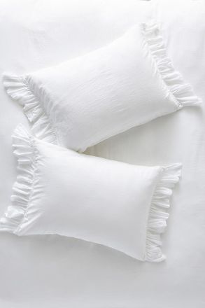 Anthropologie Organic Cotton Spa Sateen Ruffled Shams, Set of 2