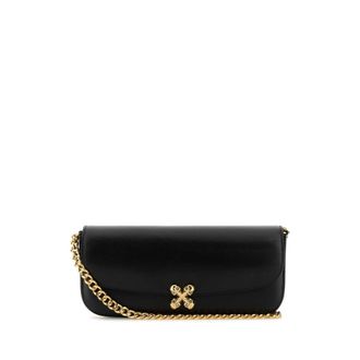 Alexander McQueen Alexander Mcqueen Black Leather Skull Flower Crossbody Bag