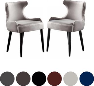 Life Interiors Life Interiors - Juego De 2 Sillas De Comedor De Terciopelo Oxford Lux - Silla Tapizada Para Comedor, Cocina - Gris Claro