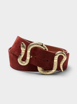 Herbert Fr&egrave;re Soeur Womens Crush Velours gold-snake wide suede belt